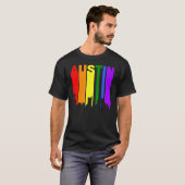 Austin Texas Lgbtq Gay Pride Rainbow Skyline T-Shirt (Vorne ganz)