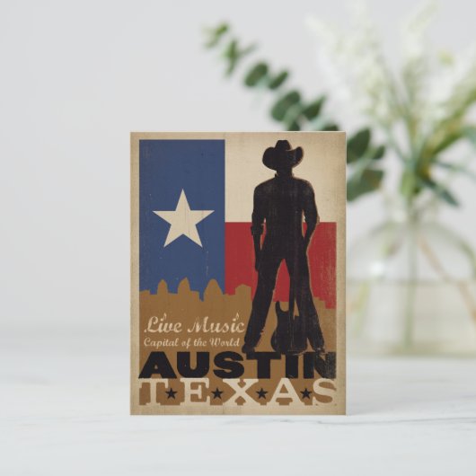 Austin, Texas | Live Music Cowboy Postkarte (Stehend Vorderseite)