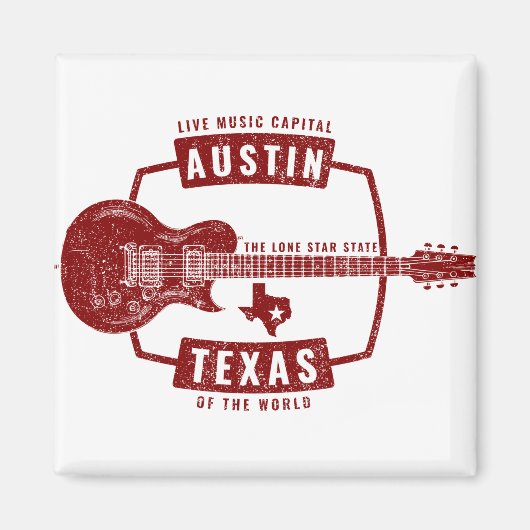 Austin Texas Live Music Guitar Magnet (Vorne)