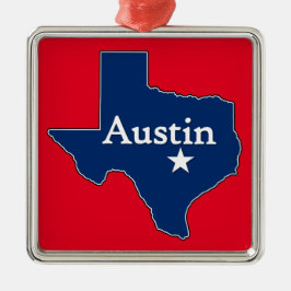 Austin Texas Lone Star Staat Karte Texan Weihnacht Ornament Aus Metall