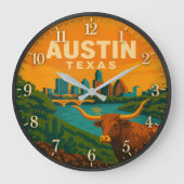 Austin Texas Longhorn Riverfront Große Wanduhr (Vorderseite)