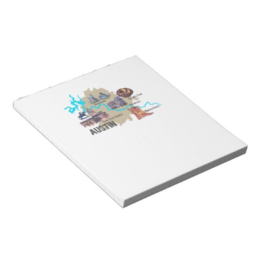 Austin Texas Map Notizblock (angewinkelt)