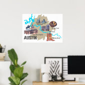 Austin Texas Map Poster (Heimbüro)