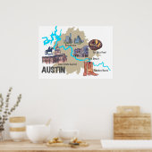 Austin Texas Map Poster (Küche)