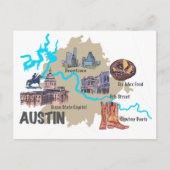 Austin Texas Map Postkarte (Vorderseite)