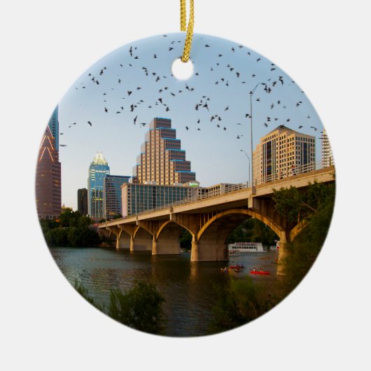 Austin, Texas mit Fledermäuse Keramik Ornament (Vorne)
