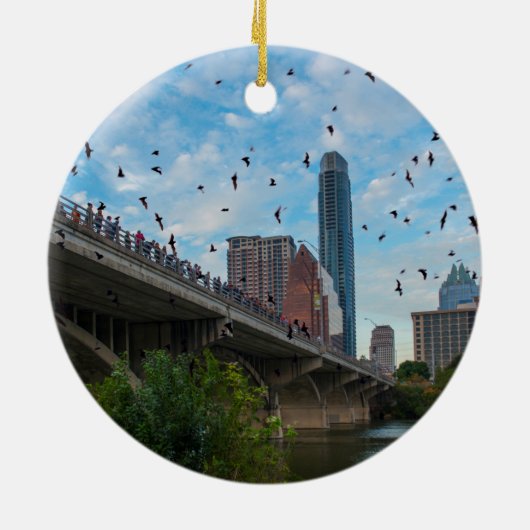 Austin, Texas mit Fledermäusen Keramik Ornament (Hinten)