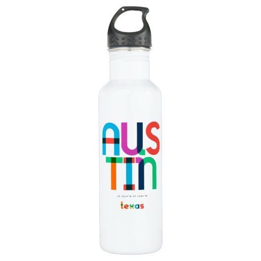 Austin Texas Mitte Jahrhundert, Pop Art, Edelstahlflasche (Vorderseite)