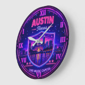Austin Texas Neon Skyline  Große Wanduhr (Winkel)