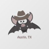 Austin Texas Niedlich Cartoon Cowboy Bat Fensteraufkleber (Blatt)