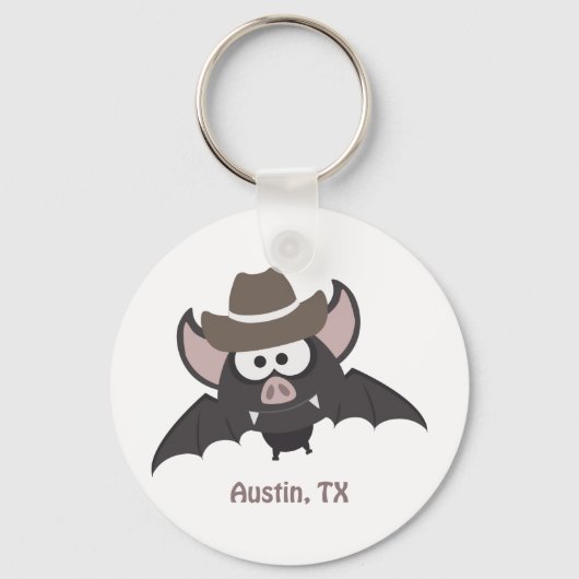 Austin Texas Niedlich Cartoon Cowboy Bat Schlüsselanhänger (Vorderseite)