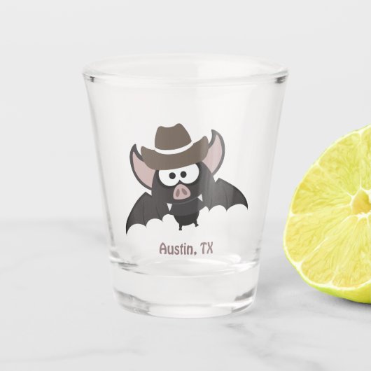 Austin Texas Niedlich Cartoon Cowboy Bat Schnapsglas (Vorderseite)