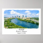 Austin Texas Poster, Aquarell, Maßgeschneidert Poster (Vorne)