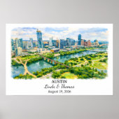 Austin Texas Poster, Aquarell, Maßgeschneidert Poster (Vorne)