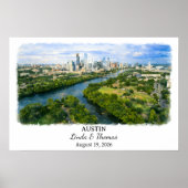 Austin Texas Poster, Aquarell, Maßgeschneidert Poster (Vorne)