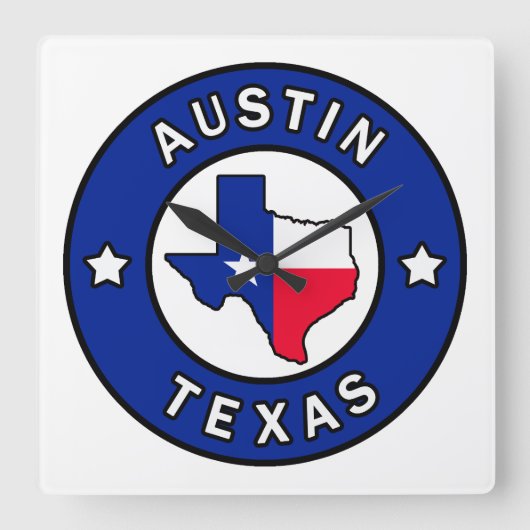Austin Texas Quadratische Wanduhr (Vorderseite)