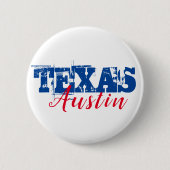 Austin Texas Red Blue Typografie Button (Vorderseite)