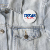 Austin Texas Red Blue Typografie Button (Beispiel)