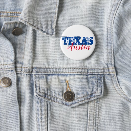Austin Texas Red Blue Typografie Button (Beispiel)