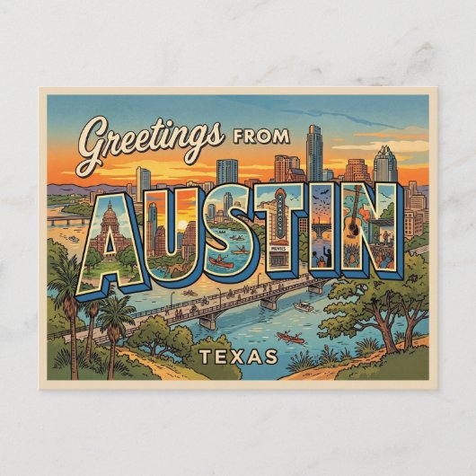 Austin Texas Reise Postkarte (Vorderseite)