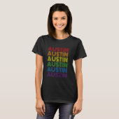 Austin Texas Retro Rainbow Vintage Stadtländer T-Shirt (Vorne ganz)