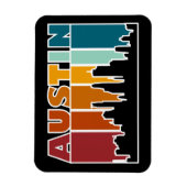 Austin Texas Retro Sunset Cityscape Magnet (Vertikal)