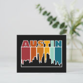 Austin Texas Retro Sunset Cityscape Postkarte (Stehend Vorderseite)