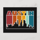 Austin Texas Retro Sunset Cityscape Postkarte (Vorderseite)