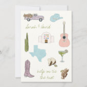 Austin, Texas Save the Date mit Zeichnungen Einladung (Vorderseite)