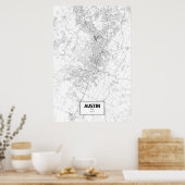 Austin, Texas (schwarz auf weiß) Poster (Küche)