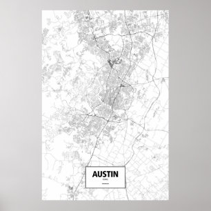 Austin, Texas (schwarz auf weiß) Poster