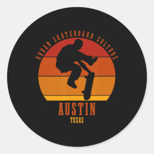 Austin Texas Skateboarder Urne Skateboarding Runder Aufkleber