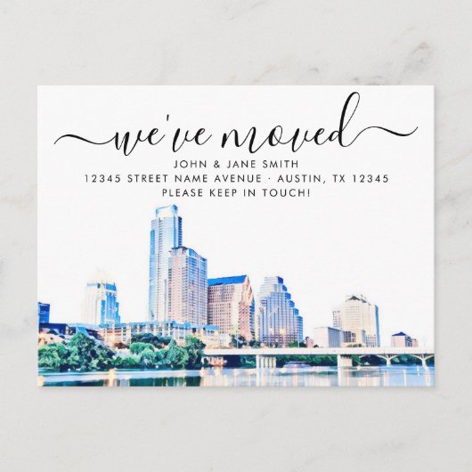 Austin Texas Skyline Ankündigung Postkarte (Vorderseite)