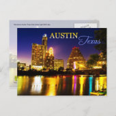 Austin, Texas Skyline bei Nacht Postkarte (Vorne/Hinten)