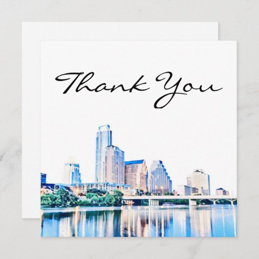 Austin Texas Skyline Danke Karte (Vorne/Hinten)