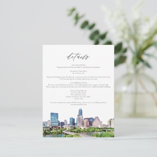 AUSTIN TEXAS Skyline Details Karte einfügen (Stehend Vorderseite)