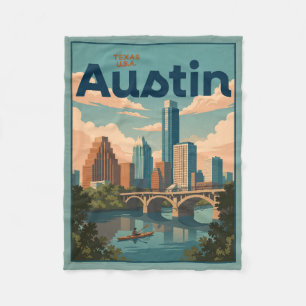 Austin Texas Skyline Flussufer Postkarte Fleecedecke