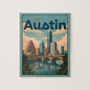 Austin Texas Skyline Flussufer Postkarte Puzzle