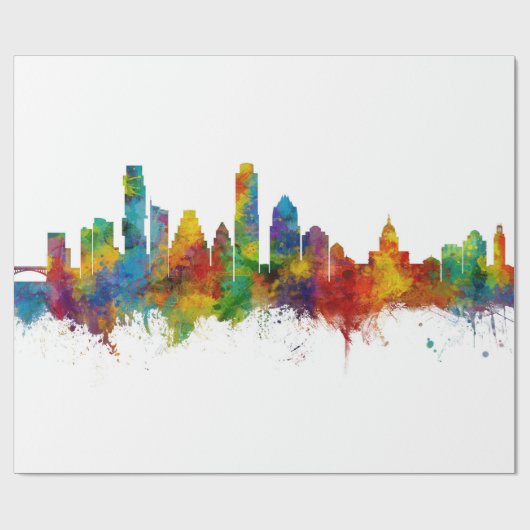 Austin Texas Skyline Geschenkpapier (Flach)