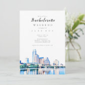 Austin Texas Skyline Junggeselinnen-Abschied Einla Einladung (Stehend Vorderseite)