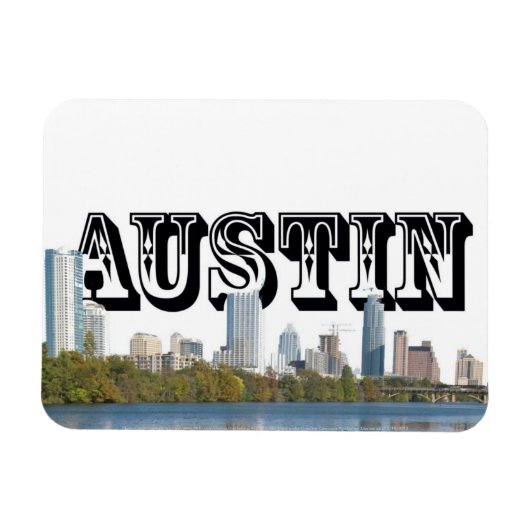 Austin Texas Skyline mit Austin in Sky Magnet (Horizontal)