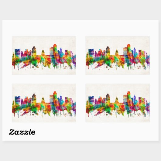 Austin Texas Skyline Rechteckiger Aufkleber (Blatt)