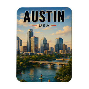 Austin Texas Skyline Reise Geschenk Magnet