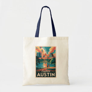 Austin Texas Skyline Reise Kunst Vintage Tragetasche