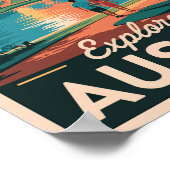 Austin Texas Skyline Reisen Art Vintag Poster (Ecke)