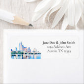 Austin Texas Skyline Rücksendeadressen-Aufklebers (Insitu)