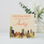 Austin Texas Skyline SG-Safari Buff Save The Date (Stehend Vorderseite)