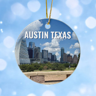 Austin Texas Skyline Souvenir Christmas Keramik Ornament