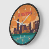 Austin Texas Skyline Sunset Große Wanduhr (Winkel)