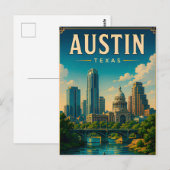 Austin Texas Skyline und Flussufer Postkarte (Vorne/Hinten)